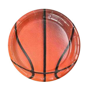 צלחות נייר מתכלה גדולות - כדורסל