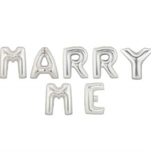 סט בלונים לניפוח עצמי כסף - Marry Me