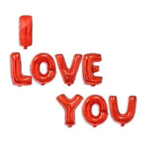 סט בלונים לניפוח עצמי - I Love You