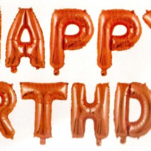 סט בלונים לניפוח עצמי רוז גולד - Happy Birthday