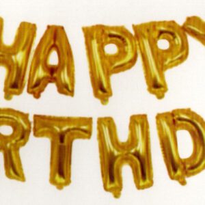 סט בלונים לניפוח עצמי זהב - Happy Birthday