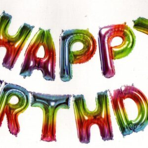 סט בלונים לניפוח עצמי אומברה קשת - Happy Birthday