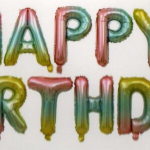 סט בלונים לניפוח עצמי אומברה פסטל - Happy Birthday