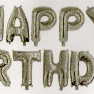 סט בלונים לניפוח עצמי כסף נוצץ - Happy Birthday