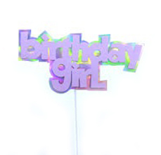 טופר לעוגת יום הולדת ורוד - Birthday Girl