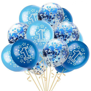 סט בלונים גיל שנה לבן - כחול