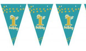 שרשרת דגלים כחולה לבן - גיל שנה