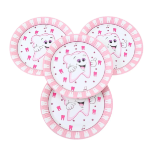 צלחות נייר מתכלה - שן ראשונה לבת