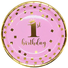 צלחות נייר מתכלה קטנות לבת - גיל שנה