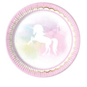 צלחות נייר מתכלה גדולות - חד קרן