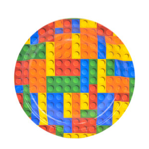 צלחות נייר מתכלה קטנות - קוביות לגו