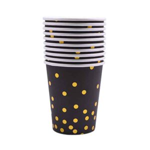 כוסות נייר - שחור נקודות זהב