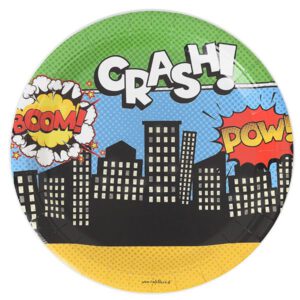 צלחות נייר מתכלה גדולות - קומיקס גיבורי על