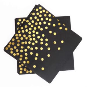 מפיות נייר - שחור נקודות זהב