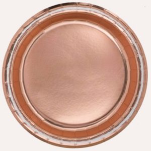 צלחות נייר גדולות - רוז גולד מטאלי