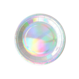 צלחות נייר מתכלה קטנות - כסף מטאלי