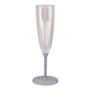 כוסות שמפניה מהודרות מפלסטיק - כסף נוצץ