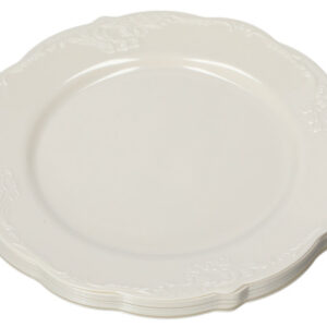 צלחות פלסטיק וינטג' - קרם