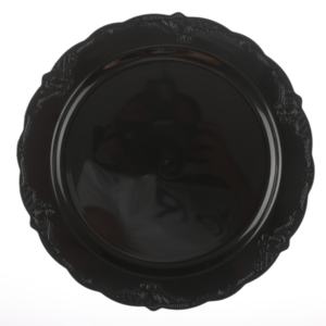 צלחות פלסטיק וינטג' 22 ס"מ - שחור