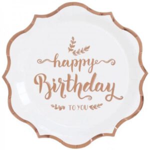 צלחות נייר מתכלה גדולות - רוז גולד