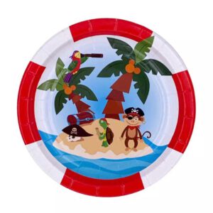 צלחות נייר מתכלה קטנות - פיראטים חיות