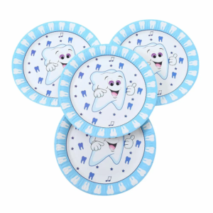 צלחות נייר מתכלה - שן ראשונה לבן