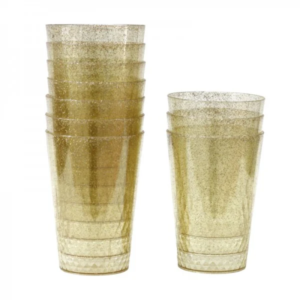 כוסות פלסטיק וינטג' - זהב נוצץ