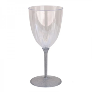 כוסות יין מהודרות מפלסטיק - כסף נוצץ