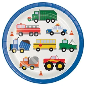 צלחות נייר מתכלה גדולות - כלי תחבורה