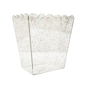 קופסא מרובעת שקופה עם נצנצים