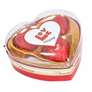 לבבות שוקולד באריזת לב מהודרת