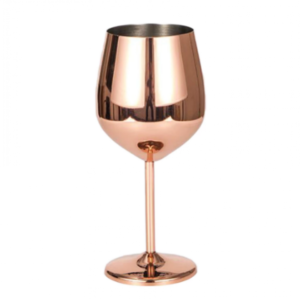 כוס יין זכוכית - רוז גולד