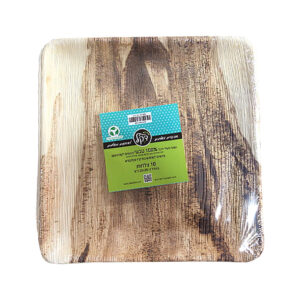 צלחות מרובעות מענפי דקל 25 ס"מ