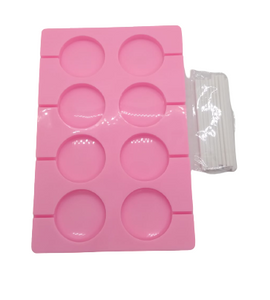 תבנית סיליקון - 8 עיגולים לסוכריות על מקל