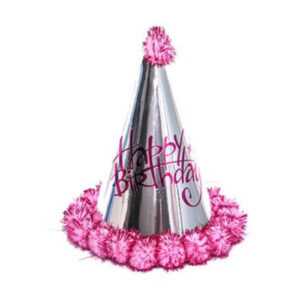 כובע יום הולדת - כסף ורוד
