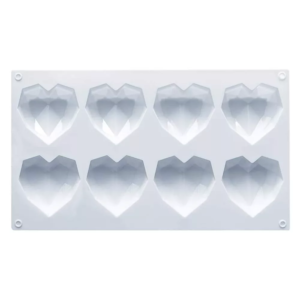 תבנית סיליקון לב גיאומטרי - 8 שקעים