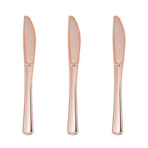 סכינים פלסטיק - רוז גולד