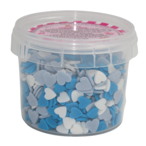 סוכריות לקישוט לבבות - כחול אפור לבן