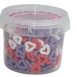 סוכריות לקישוט מסגרת לבבות - ורוד סגול לבן