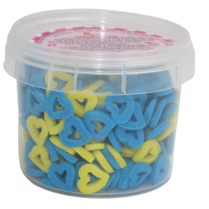 סוכריות לקישוט מסגרת לבבות - כחול צהוב