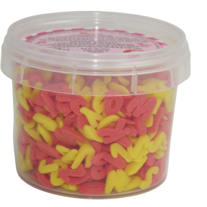 סוכריות לקישוט אותיות באנגלית - אדום צהוב