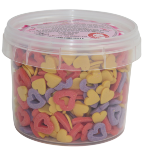 סוכריות לקישוט לבבות - אדום סגול צהוב