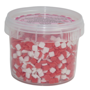 סוכריות לקישוט ריבועים - אדום לבן