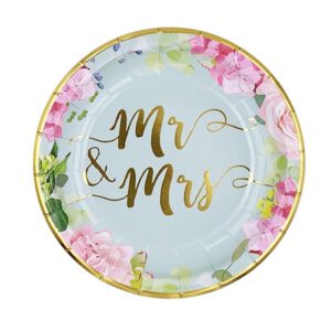 צלחות נייר קטנות מתכלות - Mr & Mrs