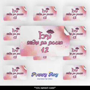 מדבקות מלבניות - ‏‏בת מצווה (8 יח')