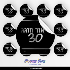 מדבקות עגולות - ‏‏שחור כסף (12 יח')