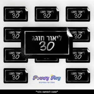 מדבקות מלבניות - שחור כסף (8 יח')