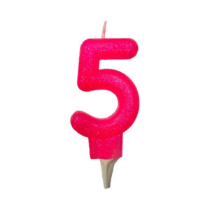 נר יום הולדת מספר 5 - ורוד