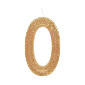 נר יום הולדת ענק מספר 0 - זהב נוצץ