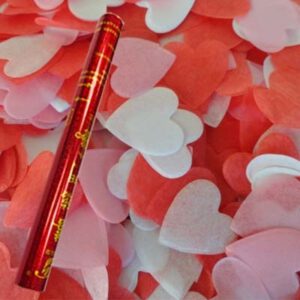 תותח קונפטי 30 ס"מ - לבבות אדום + לבן